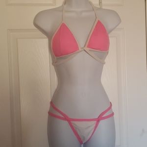 pinkini  bikini pink combination size medium